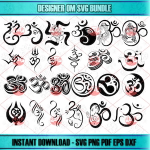 Designer Om Svg Bundle, 25 Designs, Om Svg, Aum Svg, Om Cliparts, Mantra Svg, Sanskrit Svg, Om Silhouette, Instant Digital Download
