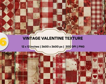 Vintage Valentine Scrapbook Paper: Grunge Texture Backgrounds (Digital Download)