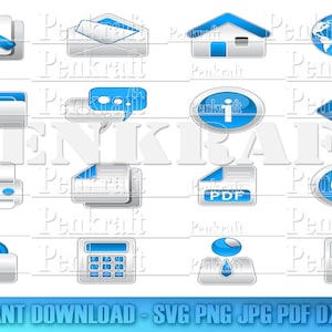 Computer Internet Icons Clipart SVG Bundle (Digital Download)