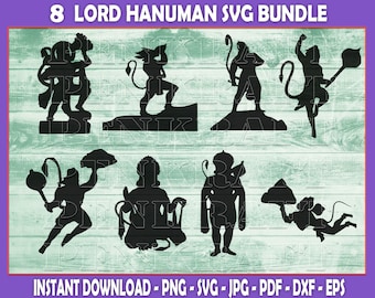 Lord Hanuman Svg Bundle, Hanuman Svg, Hindu Monkey God, Indian God, Hindu God, Religious, Spritual, T-shirt Design, Silhouette, Cut file