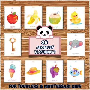 26 Alphabet Flash Cards, Learn ABC, ABC flash cards, A to Z cards, Educational Cards, Montessori Cards, Kids Flash Cards