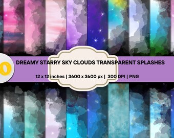 Sternenhimmel Wolken Papier: Rainbow Grunge Scrapbook Papier (digitaler Download)