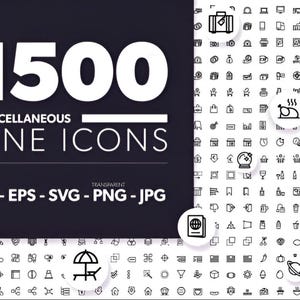1500 Miscellaneous Line Icons, Icon Vectors, Icons Svg bundle, Symbols Bundle, Icons PNG, Icons for Cricut, All Types of Icons