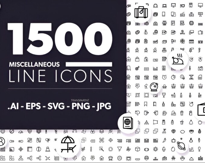 Line Icon Bundle Black Web Icon Set, Essential Line Style Icons (svg, Png, Jpg, Dxf, Eps ...