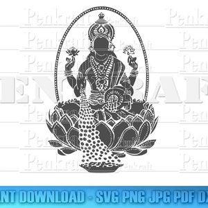 Goddess Lakshmi SVG: Indian Hindu Goddess Cut File (Digital)
