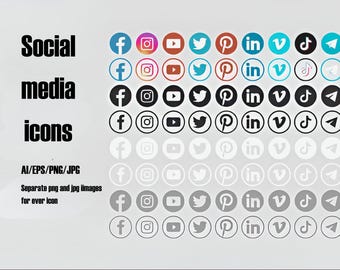 Íconos de redes sociales, vectores de íconos, íconos PNG, logotipos de redes sociales, íconos para Cricut, cliparts de redes sociales, todo tipo de íconos