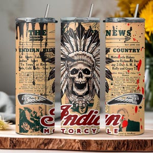 Red Indian Skull Tumbler Wrap: 20oz Skinny Tumbler Sublimation Design (Digital Download)