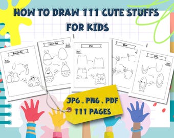 Kids Drawing Book, 111 Drawings, Step-by-Step Guide (Digital Download)