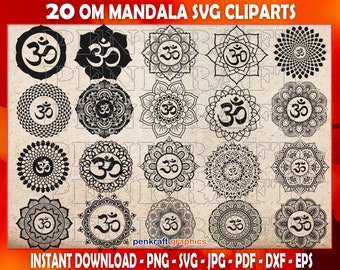 Om Svg Collection, Mandala Svg, Aum Svg, Mantra Svg, Sanskrit Svg, Om Silhouette, Instant Digital Download