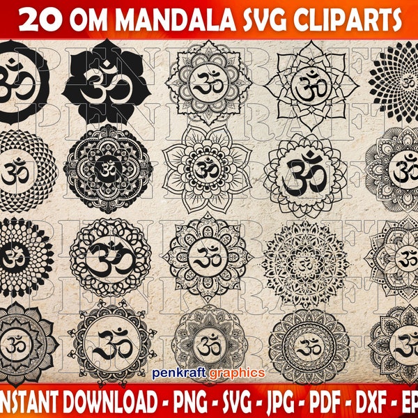 Om Svg Collection, Mandala Svg, Aum Svg, Mantra Svg, Sanskrit Svg, Om Silhouette, Instant Digital Download