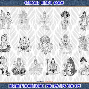 Hindu Gods SVG Collection: Divine Indian Deity Graphics (Digital Download)