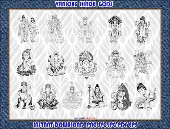 Hindu Gods SVG Collection: Divine Indian Deity Graphics (Digital Download)