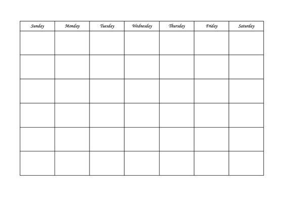 Blank Calendar Template - Etsy