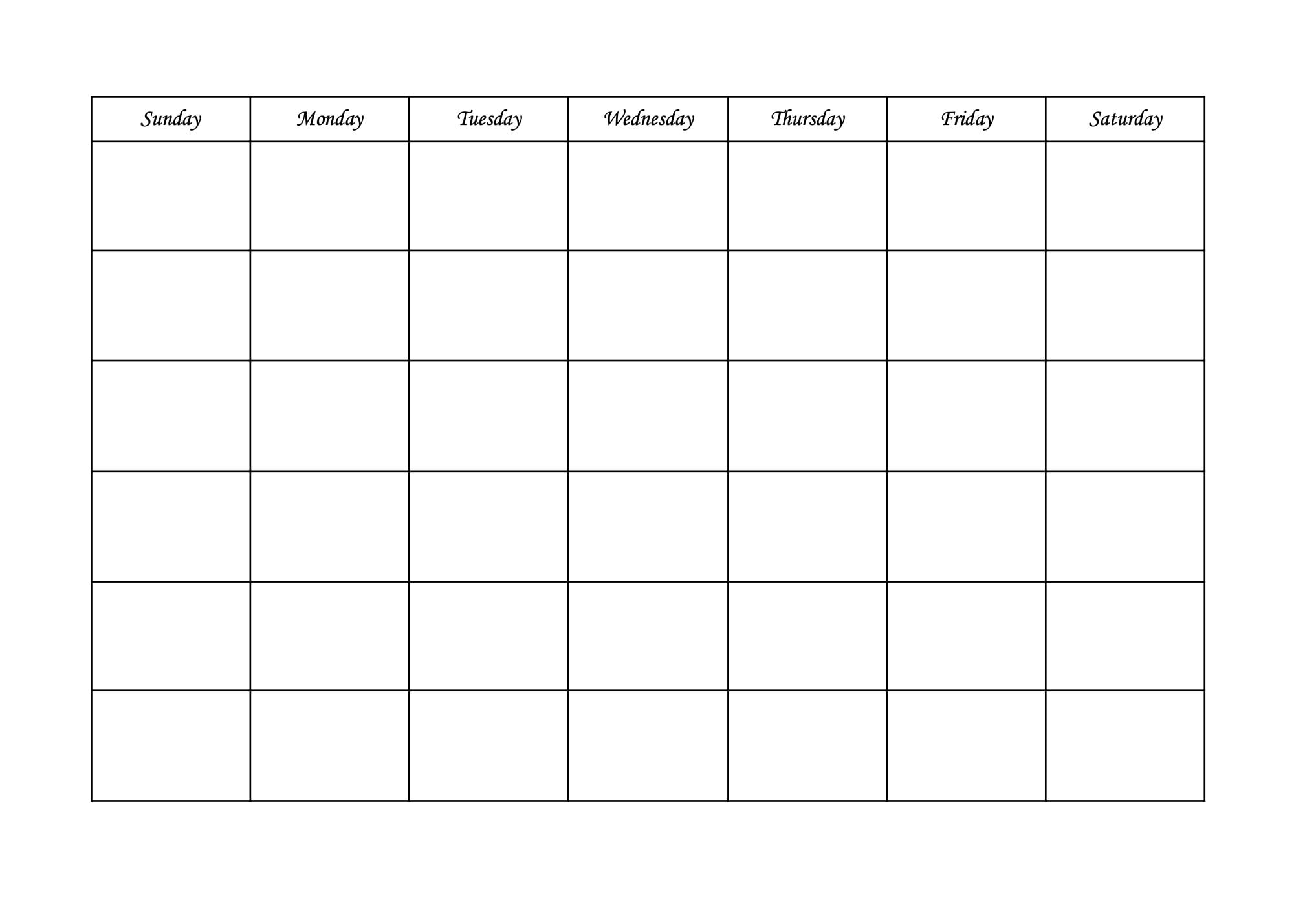Blank Calendar Template - Etsy
