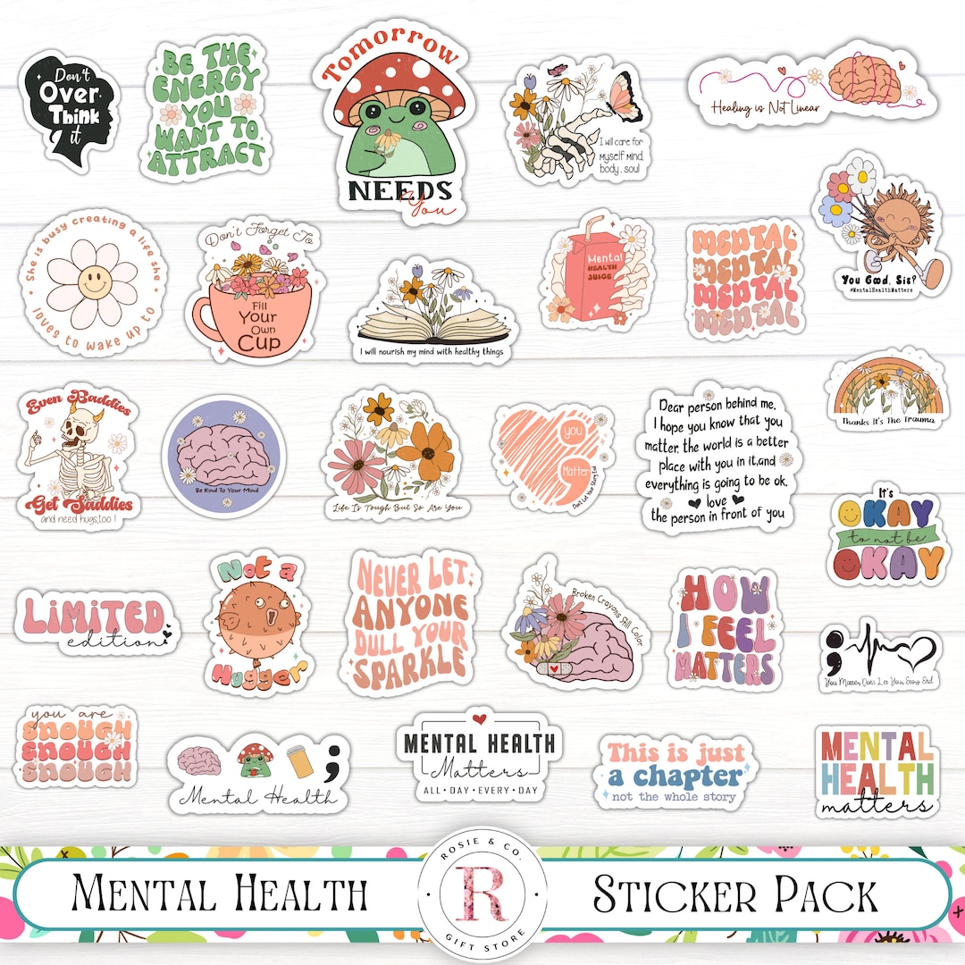 Mental Health Sticker Pack | 29 Stickers Included | Motivational ...