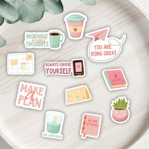 Selfcare Stickers | Planner Stickers | Mental Health Mini Sticker Pack | 11 Stickers Included | Motivational Sticker | Affirmation Sticker