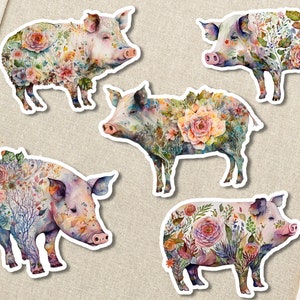 Vintage Floral Pig Stickers | Decal | Sticker | Pig Sticker |Pig Decal | Pig Themed Gift