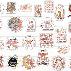 Retro Inspirational Quotes Sticker Pack | Pack of 25 Stickers | Motivational Decals | Mental Health Stickers | Retro Decals
