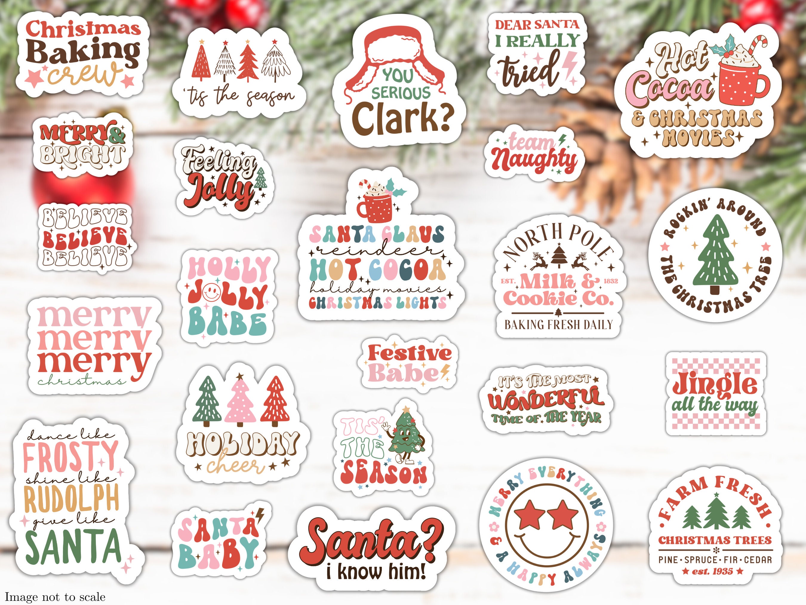 Retro Christmas Packaging Stickers, Small Business Stickers By ArtFM