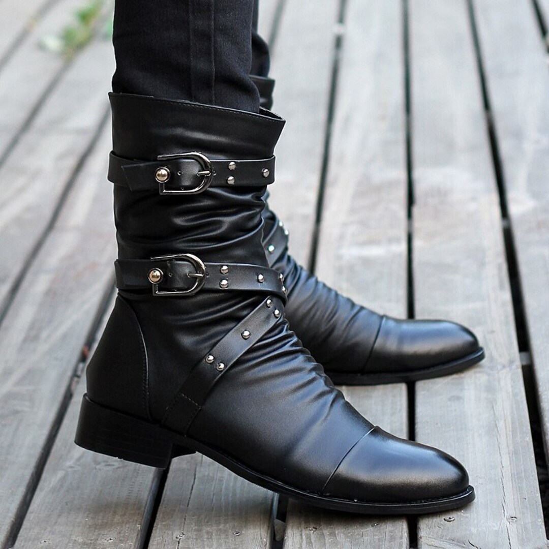 Knee High Men Boots 3845 Leather Equestrian Men Motocycle Etsy