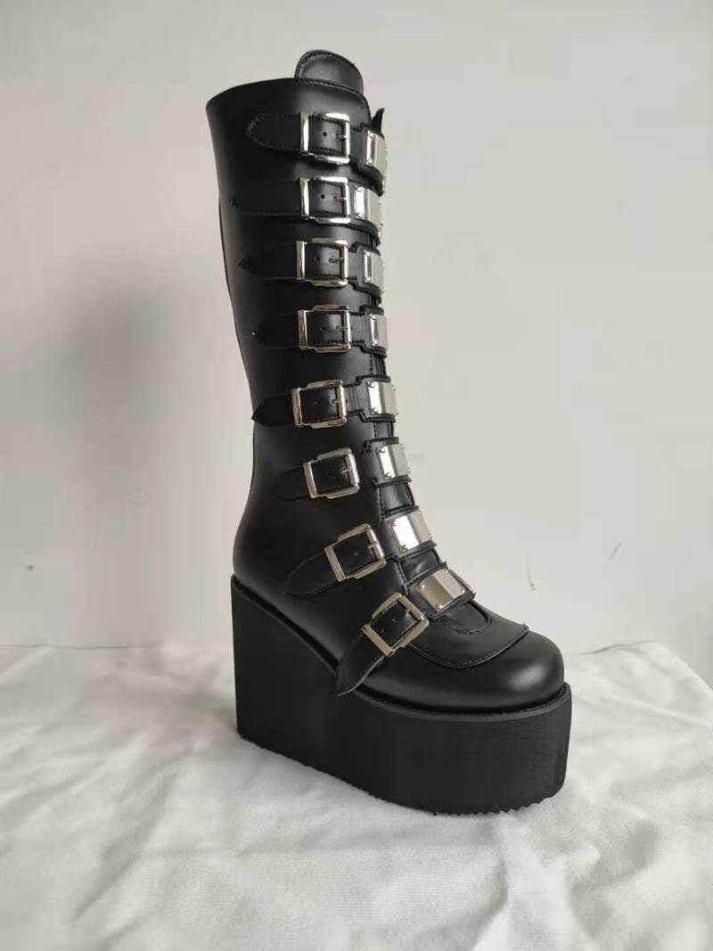 Knee high boots goth cheap