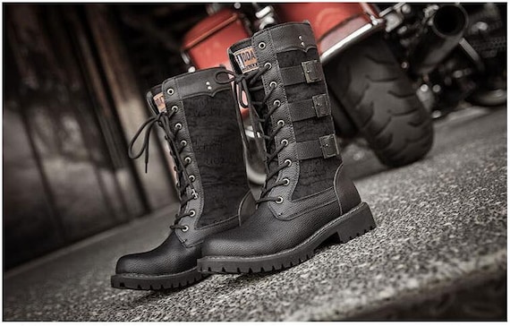 Uomini Stivali Moto Cool, Uomini Stivali Punk Goth Biker Uomini Stivali  Pelle Uomo Scarpe High Top Casual Boot -  Italia