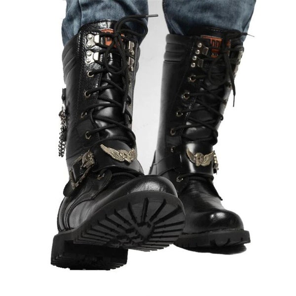 Punk Combat Boots Etsy
