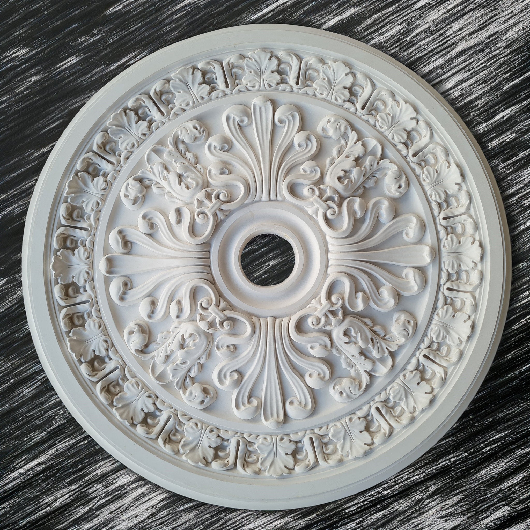 Médaillon Split Pour Plafonnier - Rosace Divisée En PU, Autocollant - Diamètre 30,5cm - Pour Salon, Chambre, Décoration Intérieure