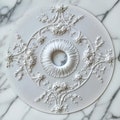 Modern Plaster Ceiling Rosette (65cm): Roses & Leaves Decor