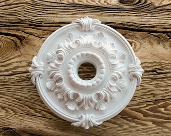 Roseta de teto de gesso vintage (42 cm): arte de parede 3D, decoração de luminária