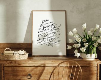 Preghiera della serenità, stampa francese, arte murale digitale (download digitale)