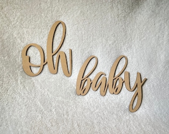 HELLO BABY Wooden Gold Sign - Baby Shower & Gender Reveal Decor, Backdrop Photo Prop, Reusable Party Banner