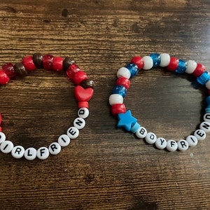 Friday Night Funkin kandi Girlfriend and Boyfriend matching beaded bracelets