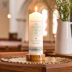 Vela de Comunión Personalizada AMARI® con Cruz y Escritura - 4 Tamaños Diferentes - Vela de Comunión para Niños/Niñas - Diseña tu Propia Vela de Comunión
