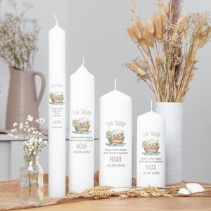 AMARI ® Baptismal candle personalized Noah&#39;s Ark - Baptismal candle girl/boy - 3 different sizes - Design your own candle baptism