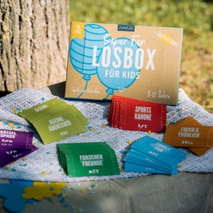 AMARI® Losbox für Kinder - Das Geschenk für Mädchen und Jungen - 50 Lose mit Ideen für Spiel und Spaß , Geschenkidee für Mädchen und Junge