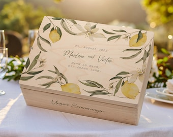 Personalized Memory Box with Botanical Design - Customized with Names & Date - High-Quality Wedding Gift Keepsake Box