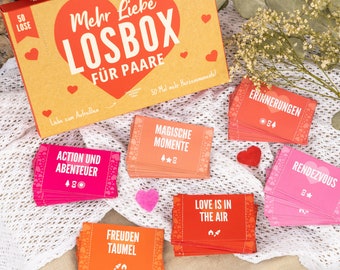 AMARI® Losbox für Paare für 50 unvergessliche Momente - 50 Lose für Spiel, Spaß & Liebe - Zum Geburtstag, Jahrestag für Mann und Frau