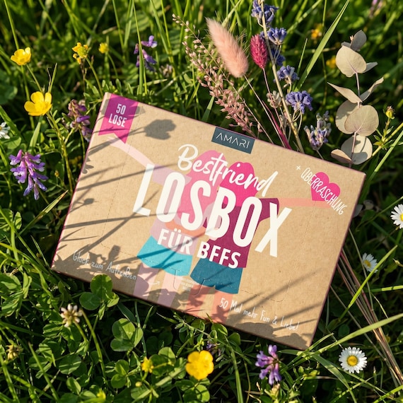 AMARI® Losbox für die beste Freundin | Geschenkset mit 50 Losen & Ideen für gemeinsame Zeit | Geschenk für Frauen, Mädchen zum Geburtstag