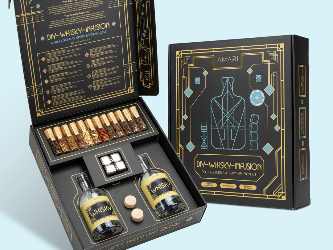AMARI® DIY Whisky Set zum Selber machen, Geschenkset inkl. Zubehör Perfekt für zu Hause oder als