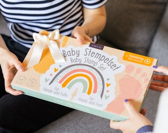 AMARI® stamp set baby handprint and footprint set including 2 ink pads and 4 printing cards