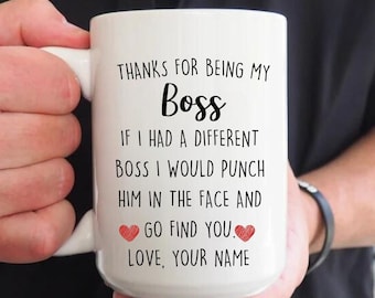 Personalized Boss Gift for Boss Mug, Thanks for Being My Boss Coffee Mug, Personalized Birthday Christmas Gifts for Him
