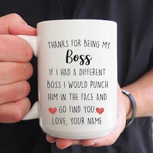 Personalized Boss Gift for Boss Mug, Thanks for Being My Boss Coffee Mug, Personalized Birthday Christmas Gifts for Him