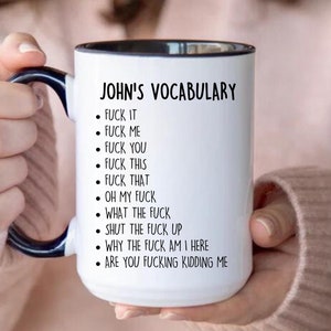 Personalized Gifts for Coworker, My Vocabulary, Office Mug, Gift for Boss, Work Mug, Custom Name Secret Santa Christmas Gift for Friend