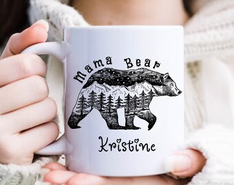 Personalized Mama Bear Coffee Mug, Baby Shower Gift For New Mom, Custom Mom Mug, Mom Birthday Gift, Mothers Day Gift Mug, Mom Christmas Gift