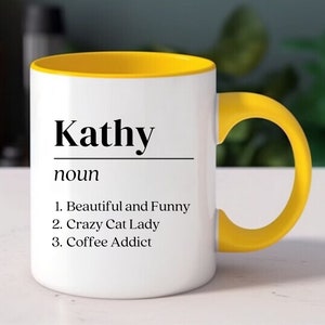 Personalized Name Definition Mug, Birthday Gift for Friend Mothers Day Fathers Day Gift for Dad Mom Grandpa Grandma Custom Gift for Coworker