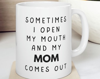 Regalo divertido para mamá, taza de mamá divertida para mamá, regalos del día de las madres para mamá, abro la boca, mi mamá sale, cumpleaños de mamá, regalos humorísticos de mamá