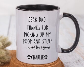 Personalized Dog Dad Mug for Dog Dad Gift from Dog Funny Pooping Dog Gifts for Dog Owner Custom Cat Dad Mug for Pet Lovers Fathers Day Mug