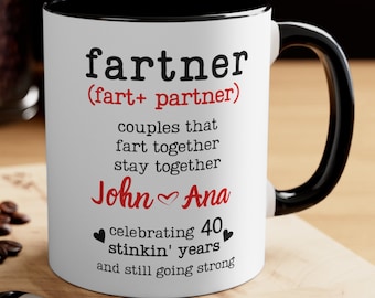 Funny 40th Anniversary Personalized Mug for Couple Fart Partner 40 Years Married Parents Anniversary Gift Husband Wife 40 Anniversary Mug