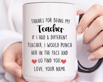 Personalisierte Lehrer Geschenk für Lehrer Tasse Danke, dass du mein Lehrer bist Kaffeetasse Geburtstag Weihnachten Danke Geschenk von Studenten
